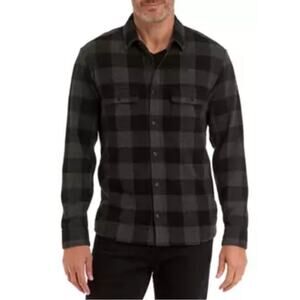 For The Republic plaid long sleeve button down shirt Black charcoal L